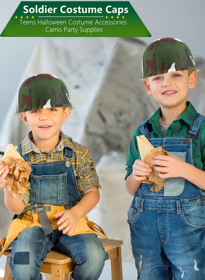 Cotiny 24 Pcs Kids Army Helmet Plastic Camouflage Hats Soldier Cap for Teen Halloween Costume Accessories Camo Party Supplies (Color Set 2) - Image 4